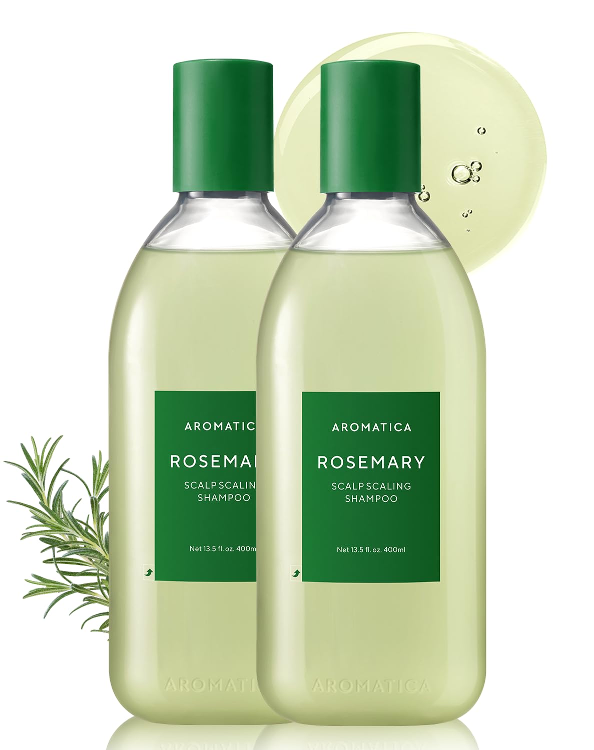 AROMATICA Rosemary Scalp Scaling Shampoo (2pack) 13.53 oz / 400 ml - Vegan Shampoo with Food-graded Rosemary Essential Oil